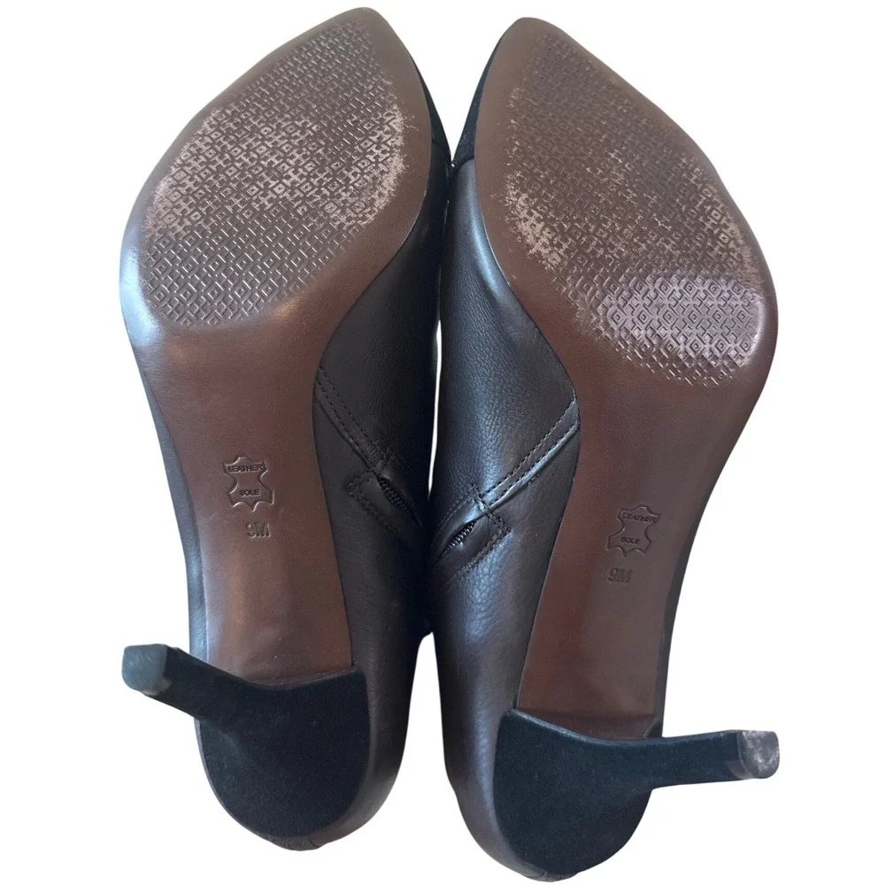 Tory Burch Ward 100mm Two-Tone Leather Suede Ankle Booties Size 9